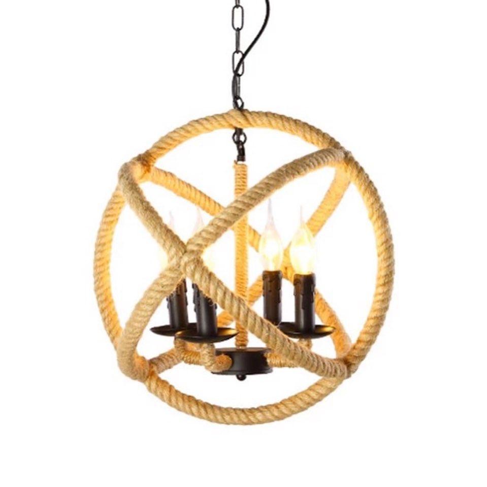 Rustic Rope Globe Chandelier