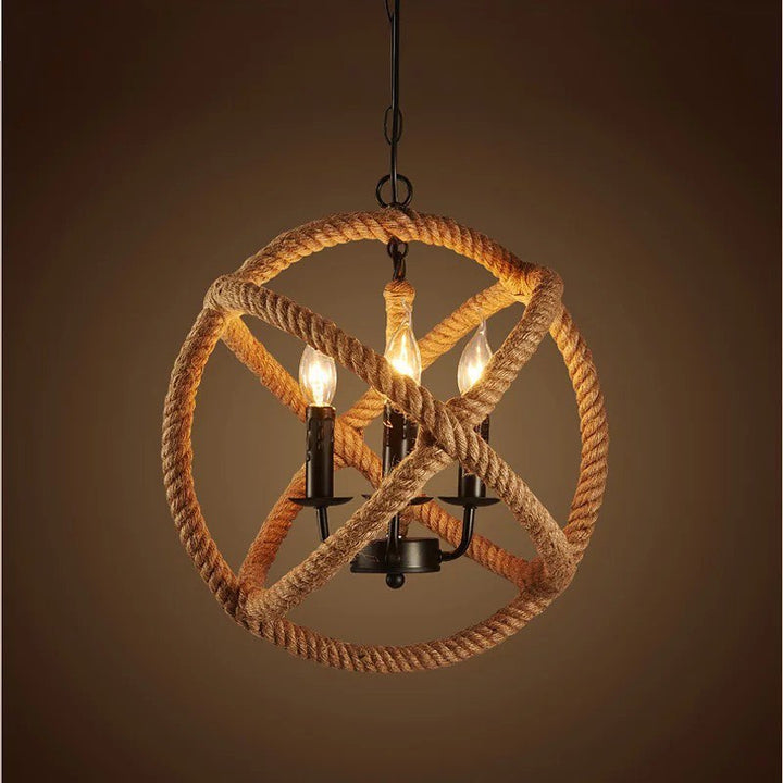 Rustic Rope Globe Chandelier