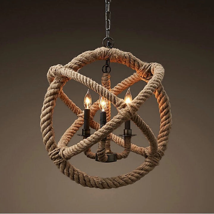 Rustic Rope Globe Chandelier