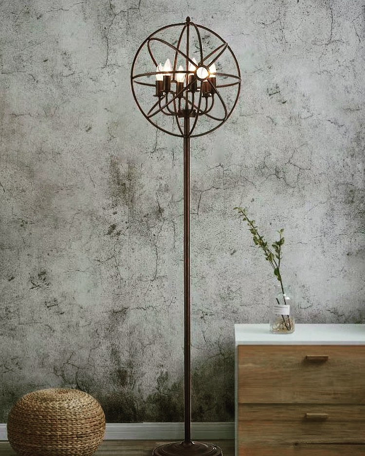 Rustic Metal Orb Floor Lamp