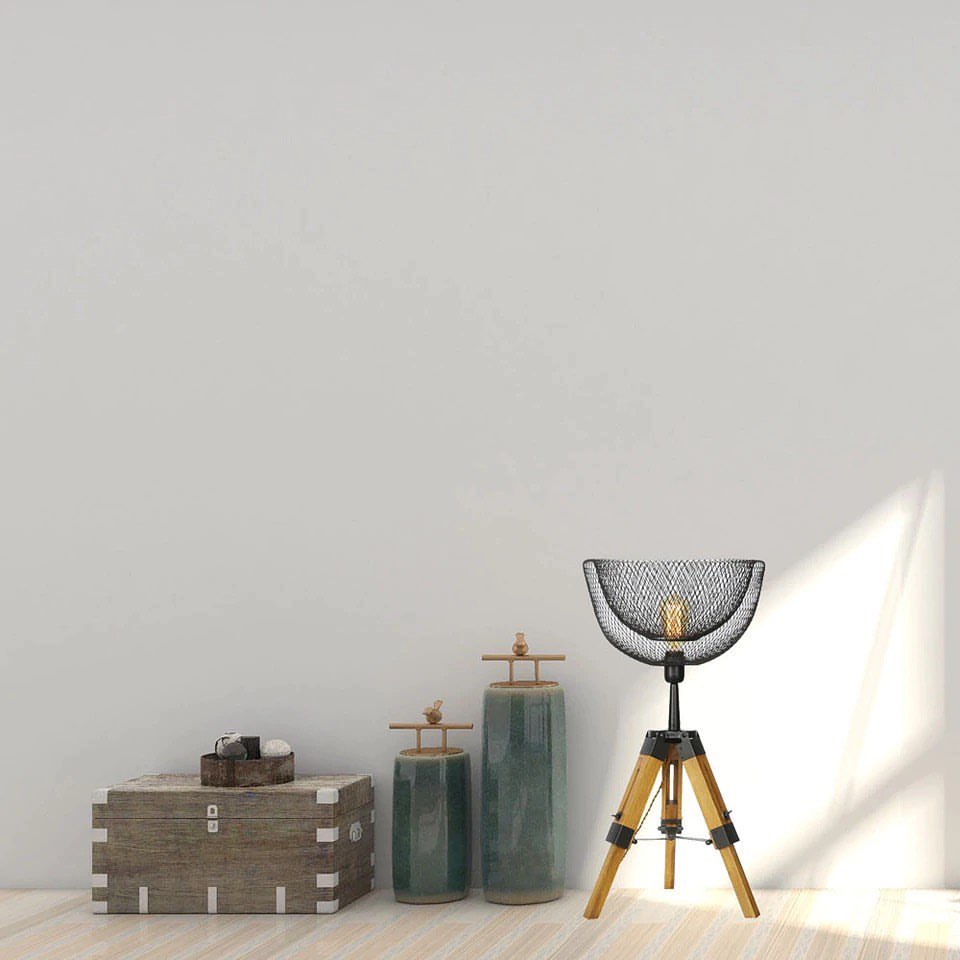 Tripod Floor Lamp with Mesh Shade