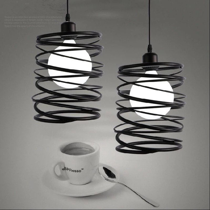 Black Spiral Pendant Light