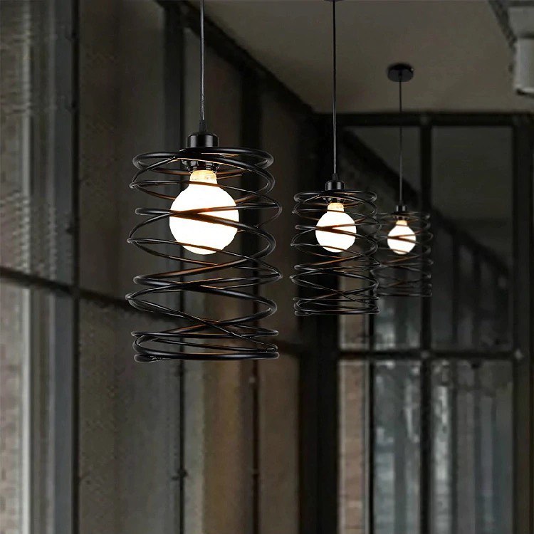 Black Spiral Pendant Light