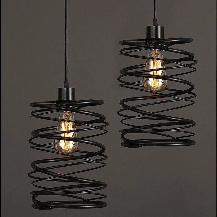 Black Spiral Pendant Light