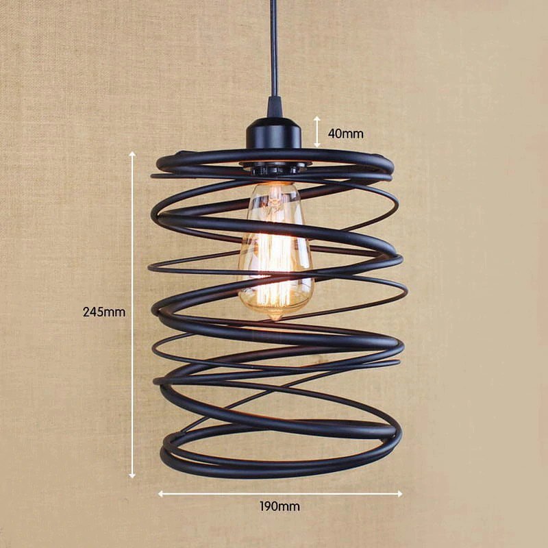 Black Spiral Pendant Light