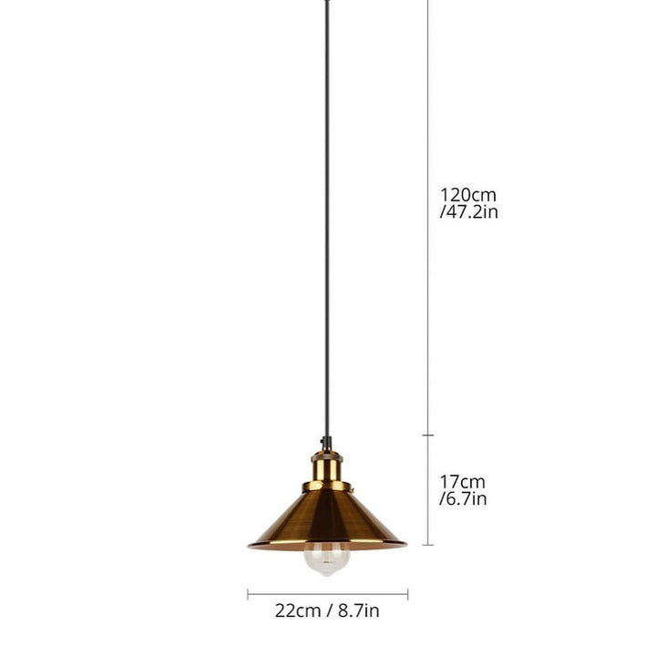 Industrial Pendant Light with Gold Shade