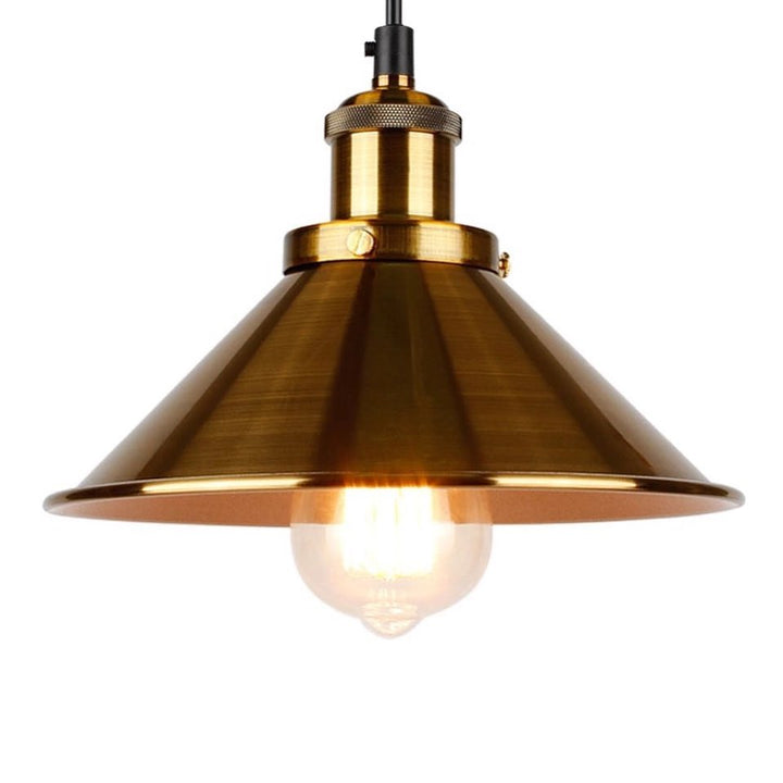 Industrial Pendant Light with Gold Shade