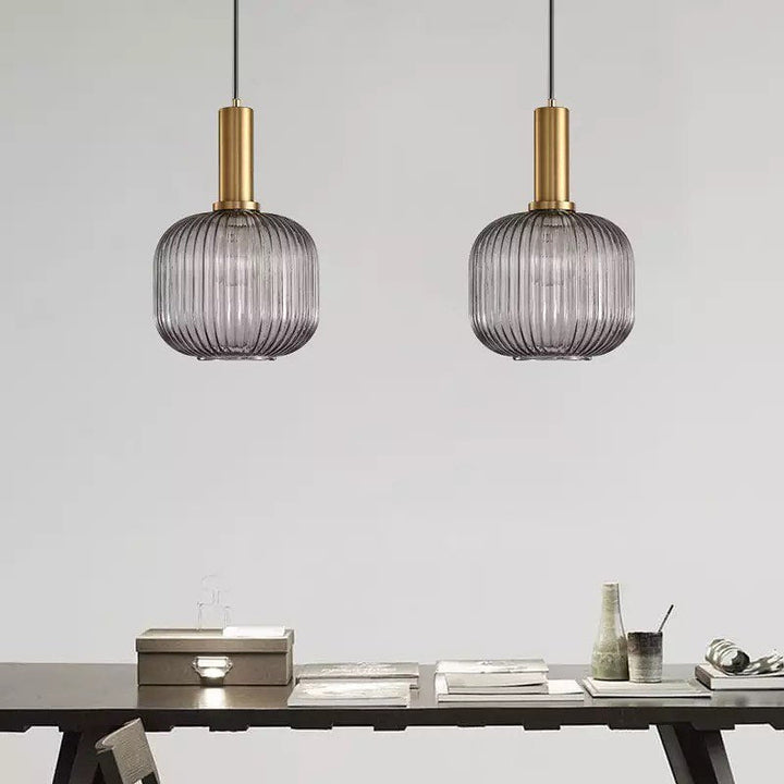 Modern Pendant Lights with Ribbed Glass Shades