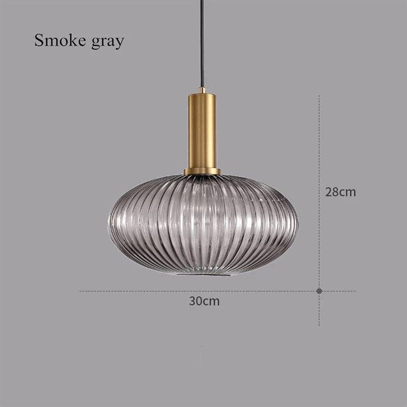 Modern Pendant Lights with Ribbed Glass Shades