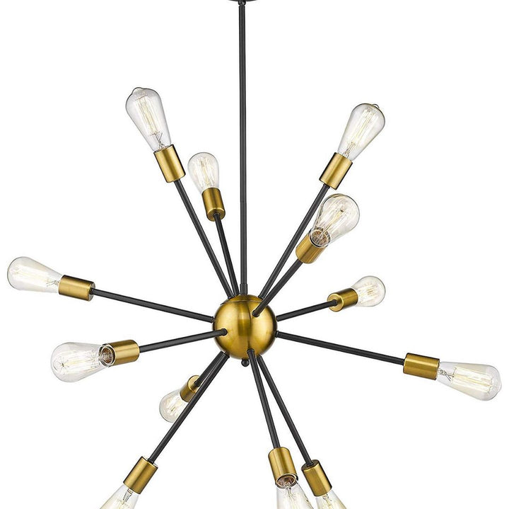 Modern Sputnik Chandelier with Gold and Black Finish