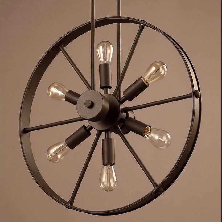 Industrial Wheel-Style Chandelier