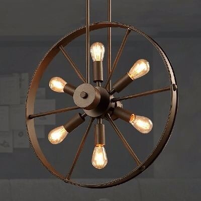 Industrial Wheel-Style Chandelier