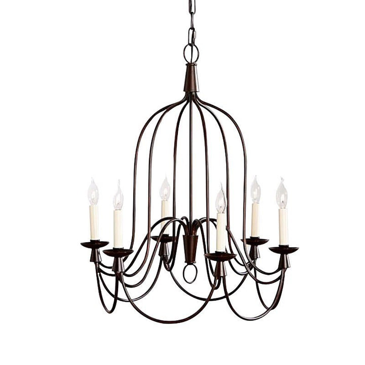 Vintage Black Iron Candle Chandelier