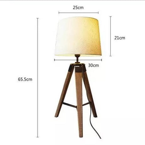 Rustic Tripod Table Lamp with Black Shade