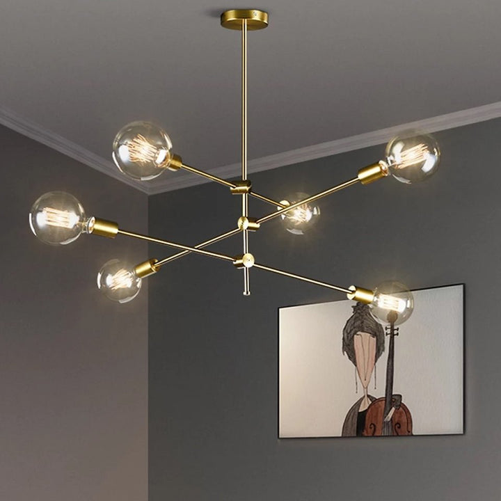 Modern Branch-Style Chandelier with Gold Finish