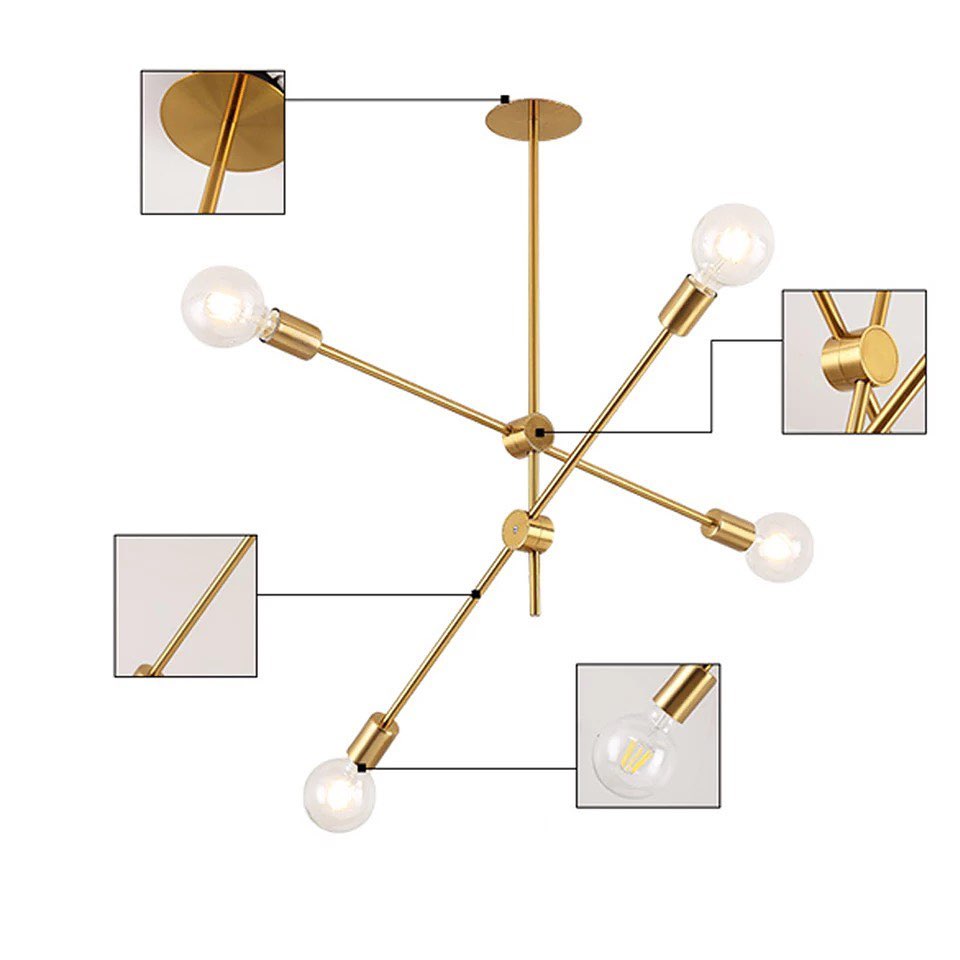 Modern Branch-Style Chandelier with Gold Finish