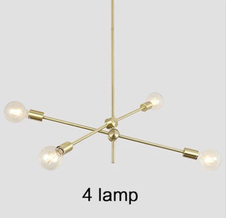 Modern Branch-Style Chandelier with Gold Finish