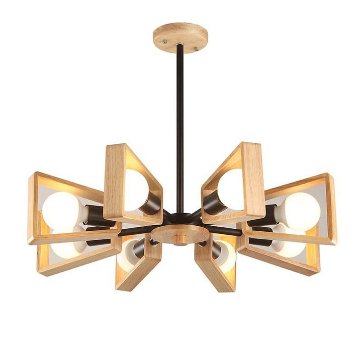 Modern Chandelier with Wooden Accents