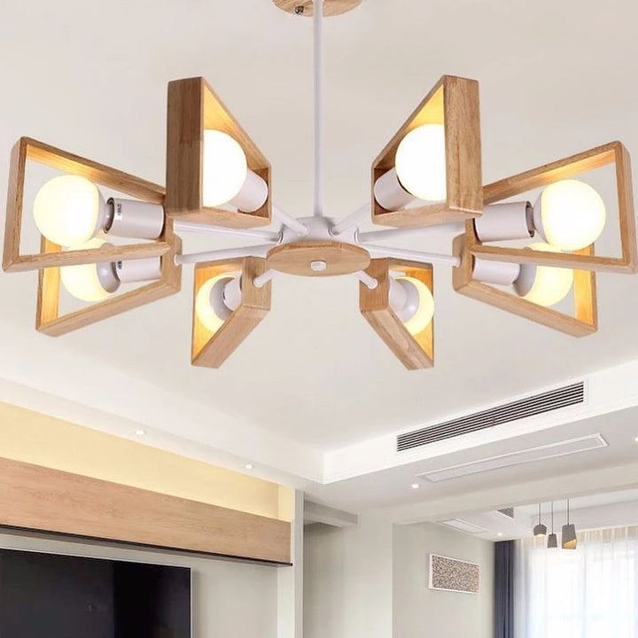 Modern Chandelier with Wooden Accents