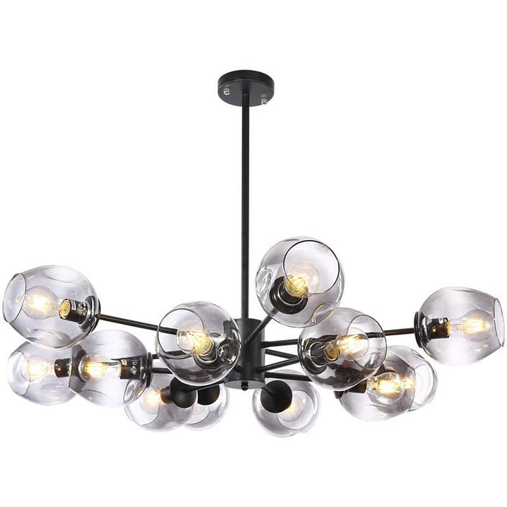 Modern Chandelier with Smoky Glass Globe Shades