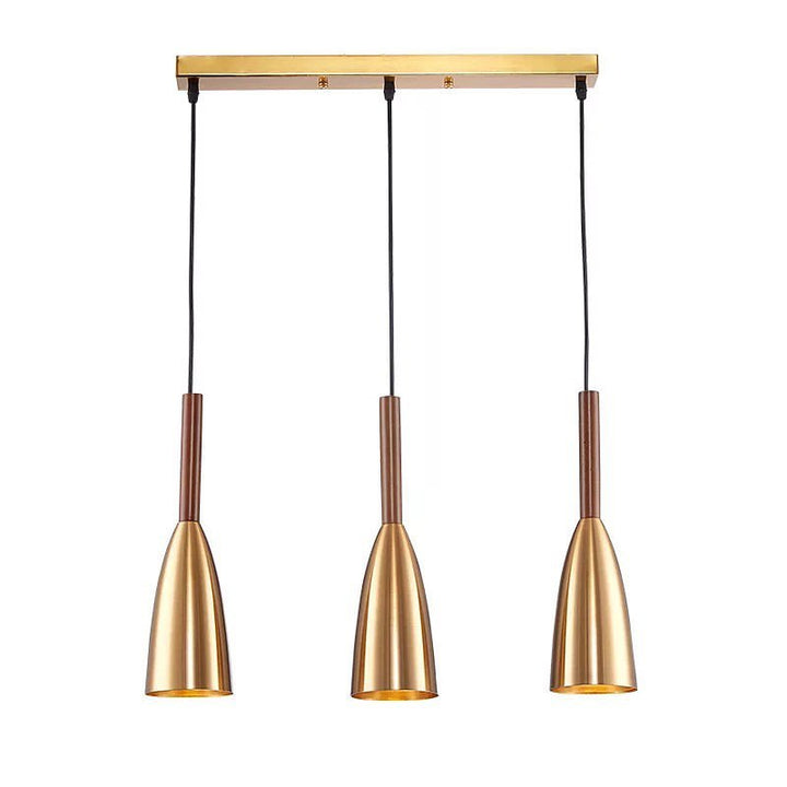 Modern Pendant Light Set with Gold Cone Shades