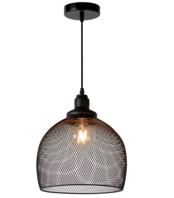 Industrial Mesh Dome Pendant Light - Black