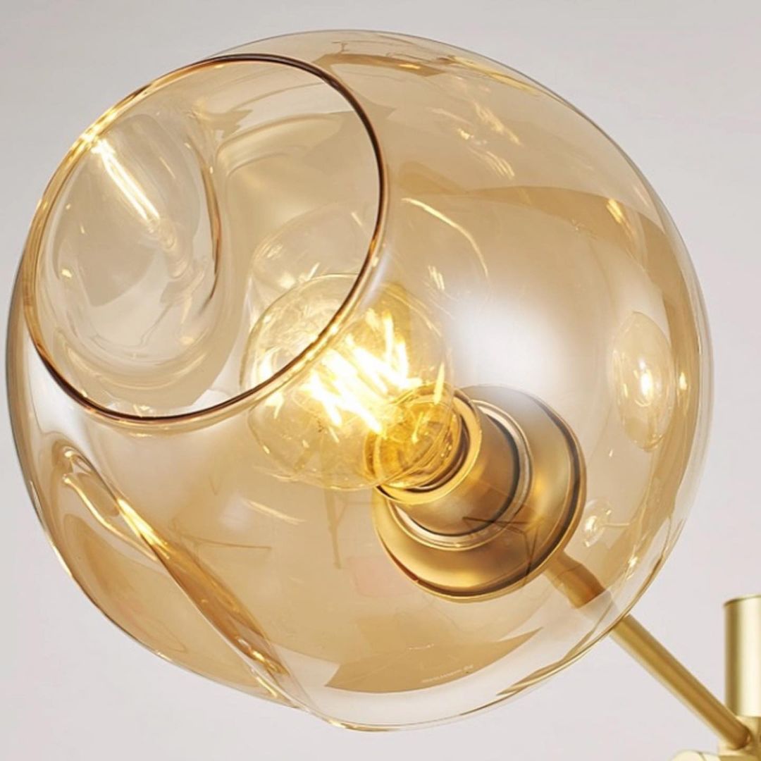 Modern Chandelier with Multiple Glass Globes and Gold Finish