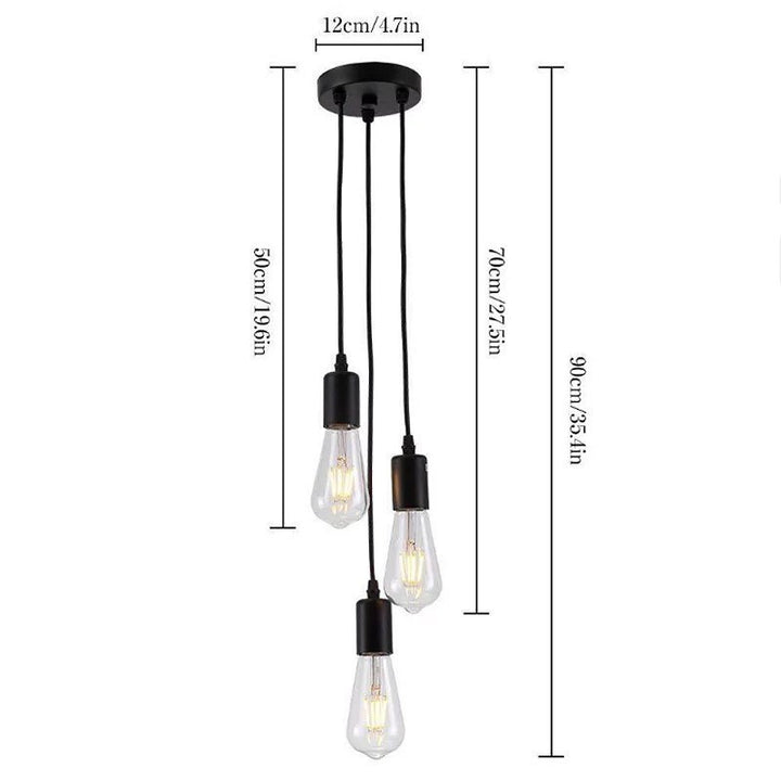 Pendant Lights with Exposed Bulbs and Black Finish