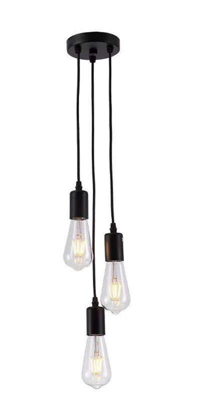 Pendant Lights with Exposed Bulbs and Black Finish