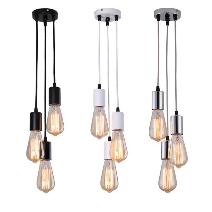 Pendant Lights with Exposed Bulbs and Black Finish