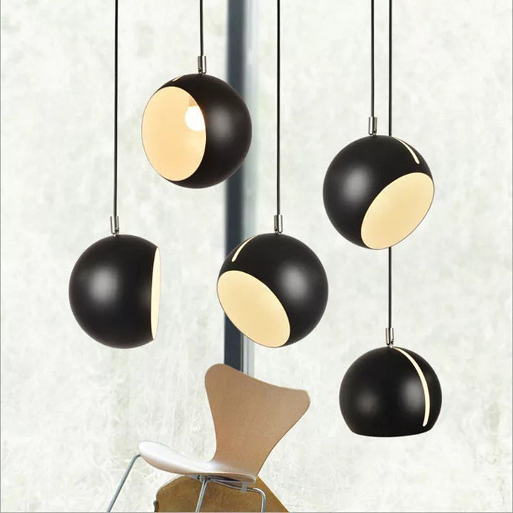 Pendant Lights with Black Half-Sphere Design