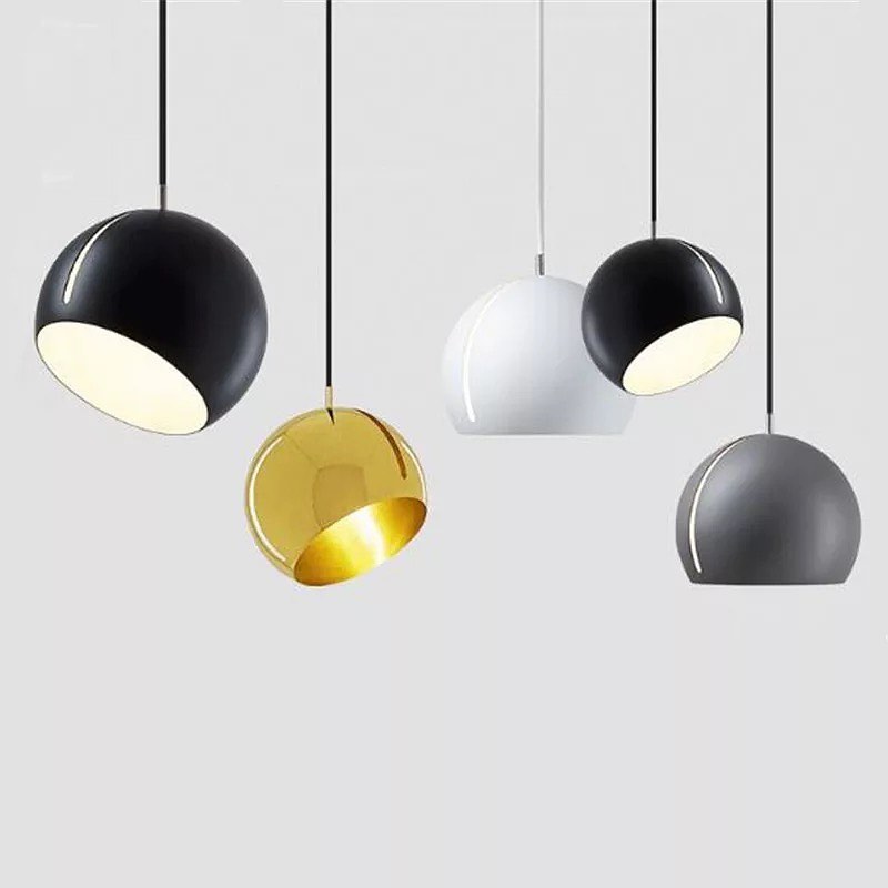 Pendant Lights with Black Half-Sphere Design