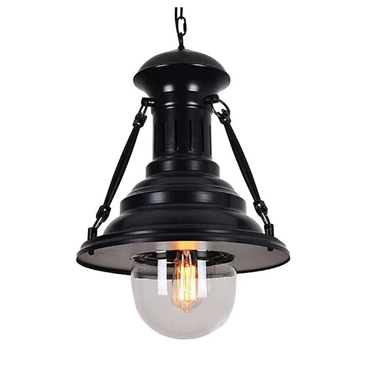 Vintage Industrial Pendant Light with Glass Shade