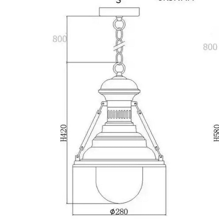Vintage Industrial Pendant Light with Glass Shade