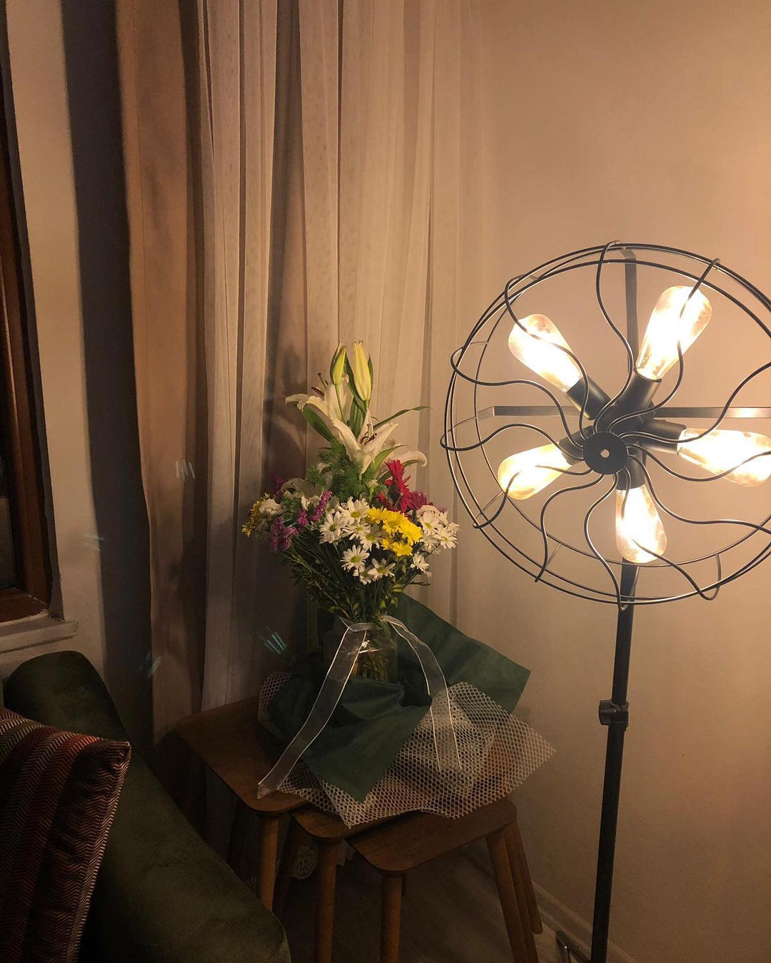 Industrial-Style Floor Lamp with Fan-Like Design