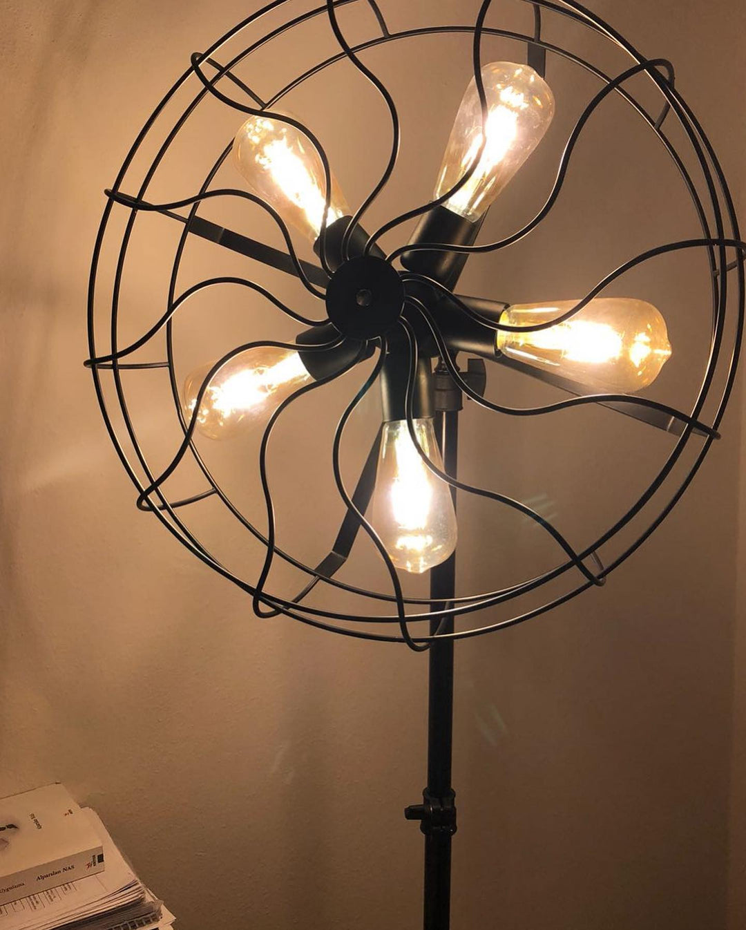 Industrial-Style Floor Lamp with Fan-Like Design