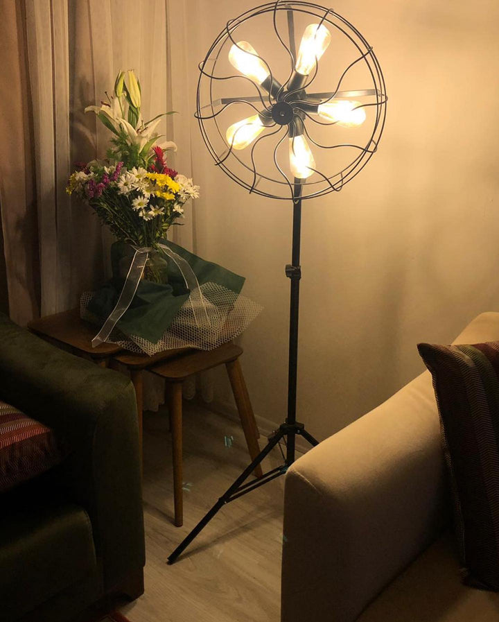 Industrial-Style Floor Lamp with Fan-Like Design