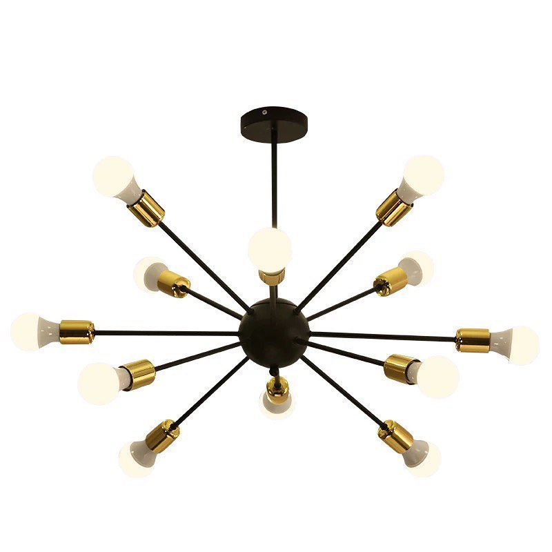 Sputnik Chandelier with Black and Gold Finish