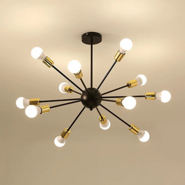 Sputnik Chandelier with Black and Gold Finish