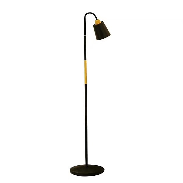 Black and Wooden Floor Lamp