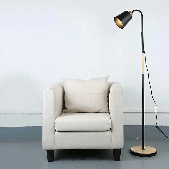 Black and Wooden Floor Lamp