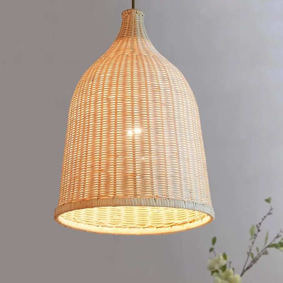 Rustic Woven Rattan Pendant LightNatural woven rattan pendant light th ...
