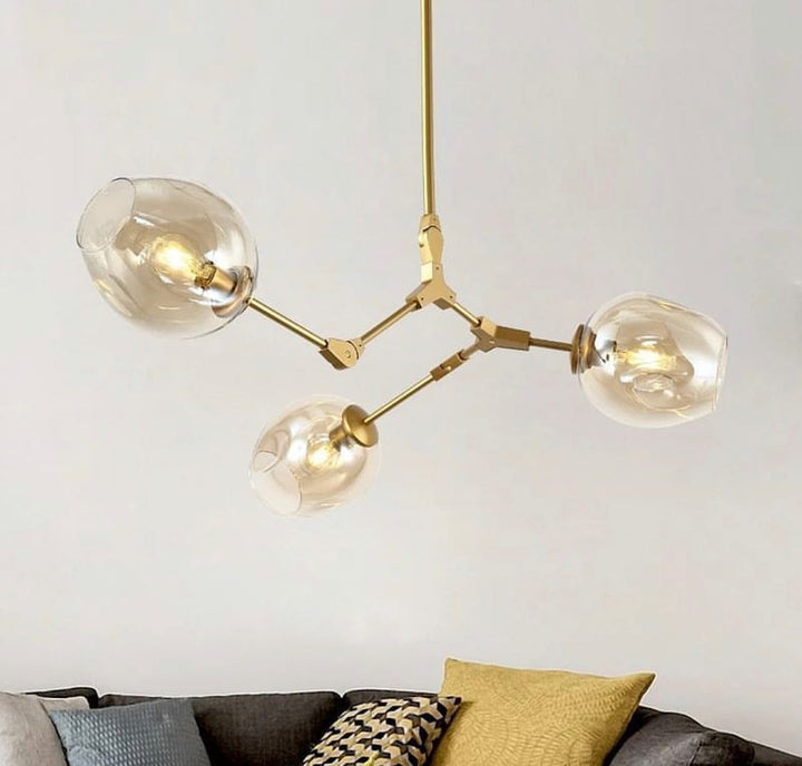 Modern Ceiling Chandelier with Three Glass Globes