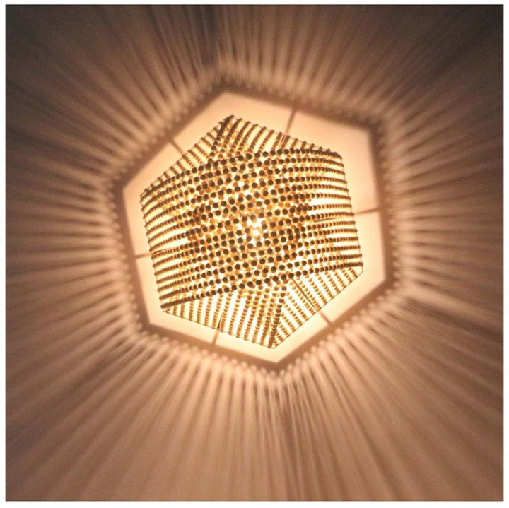 Rustic Ceiling Light with Wooden Beaded Shade