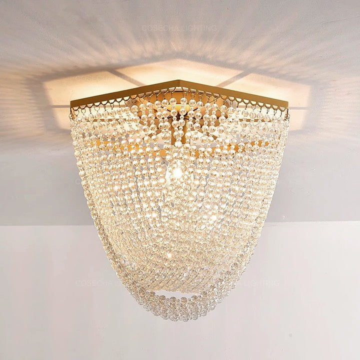 Elegant Crystal Ceiling Light with Gold Accents