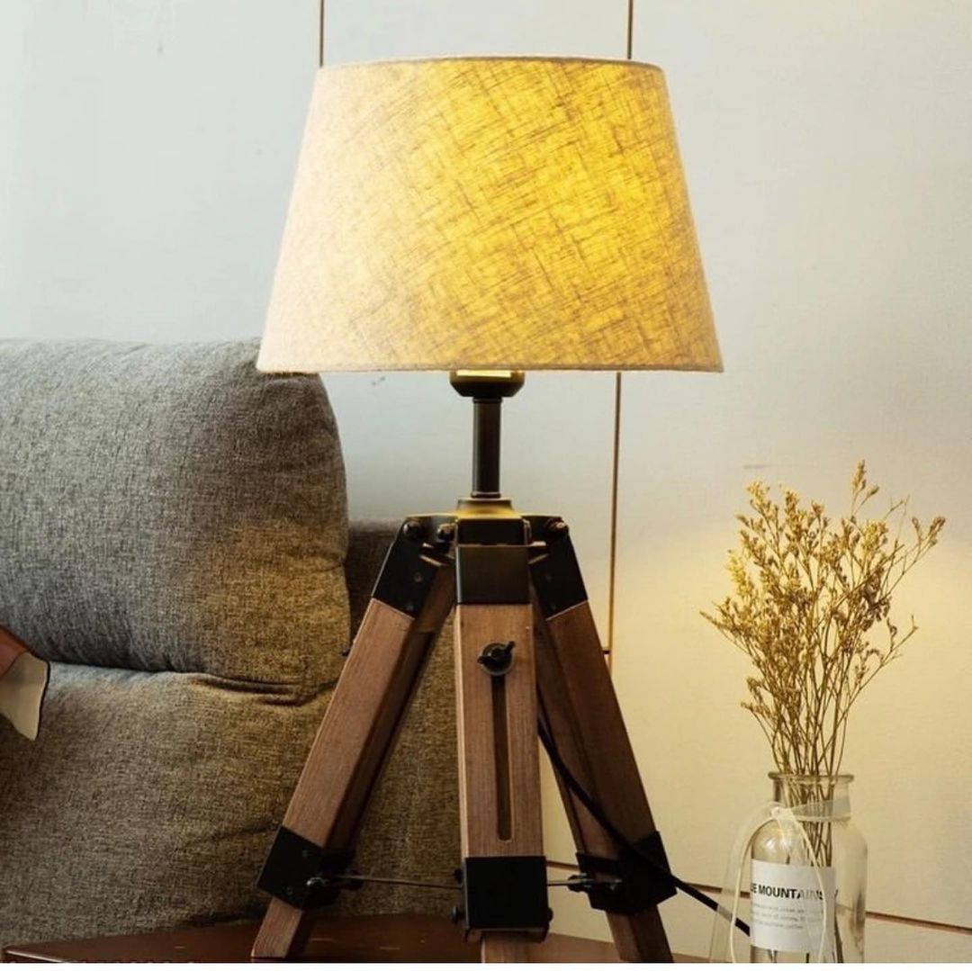 Tripod Table/Floor Lamp with Black Shade