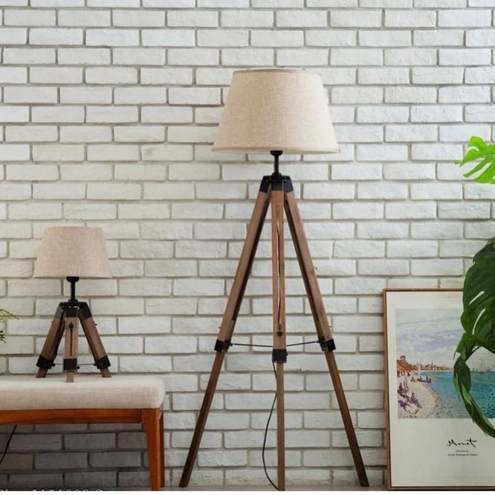 Tripod Table/Floor Lamp with Black Shade