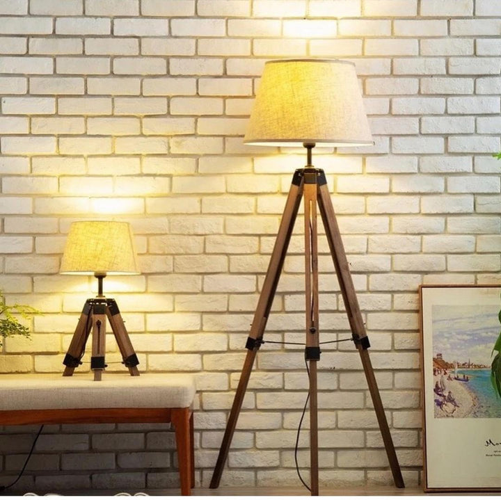 Tripod Table/Floor Lamp with Black Shade