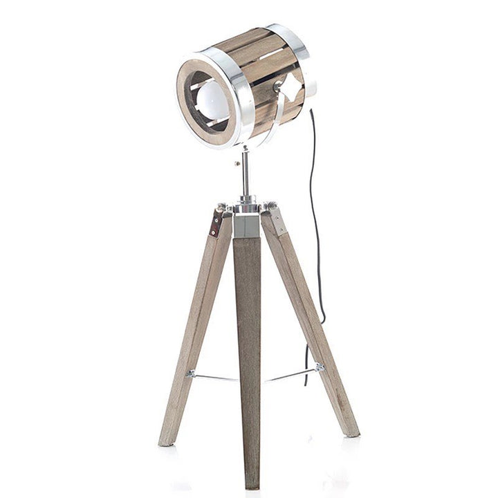 Vintage Tripod Table Lamp with Wood and Metal Finish