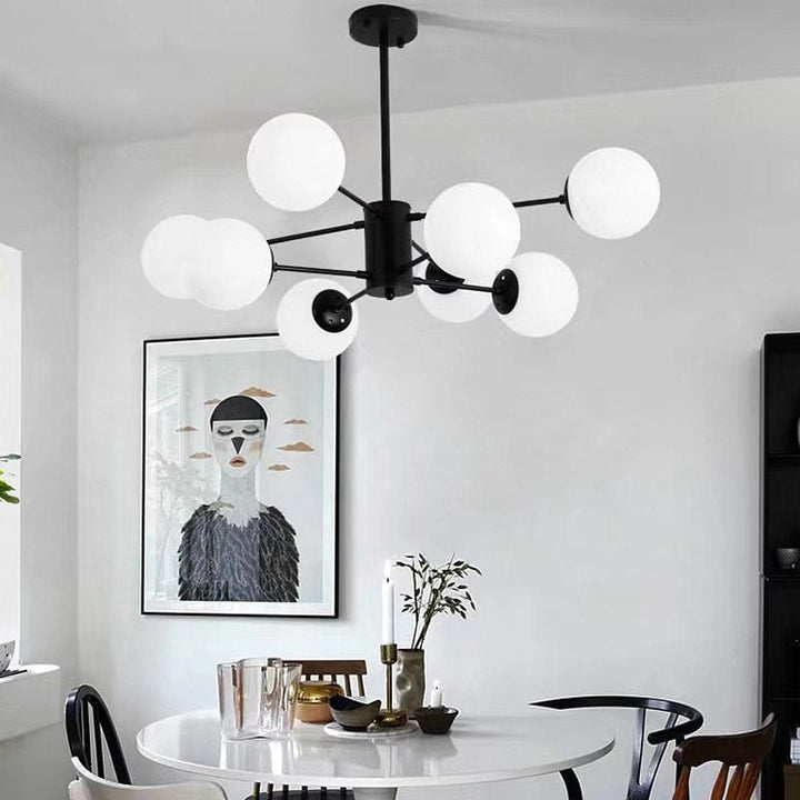 Modern Dining Room Chandelier with White Globes